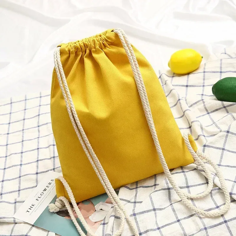 sac d'école en toile double épaule cordon sac à dos cordon poche portable sac à dos décontracté femmes hommes voyage sac à dos