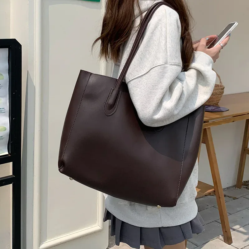 sac fourre-tout vintage pour femmes, nouvelle version coréenne, grande capacité, sac de transport simple, à la mode et polyvalent, sac à bandoulière simple