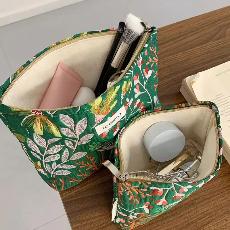 trousse de maquillage pour femmes, trousse à cosmétiques, pochette de toilette à fleurs, étui organisateur, trousse de maquillage, lavage de voyage, pochette de rangement de voyage pour filles