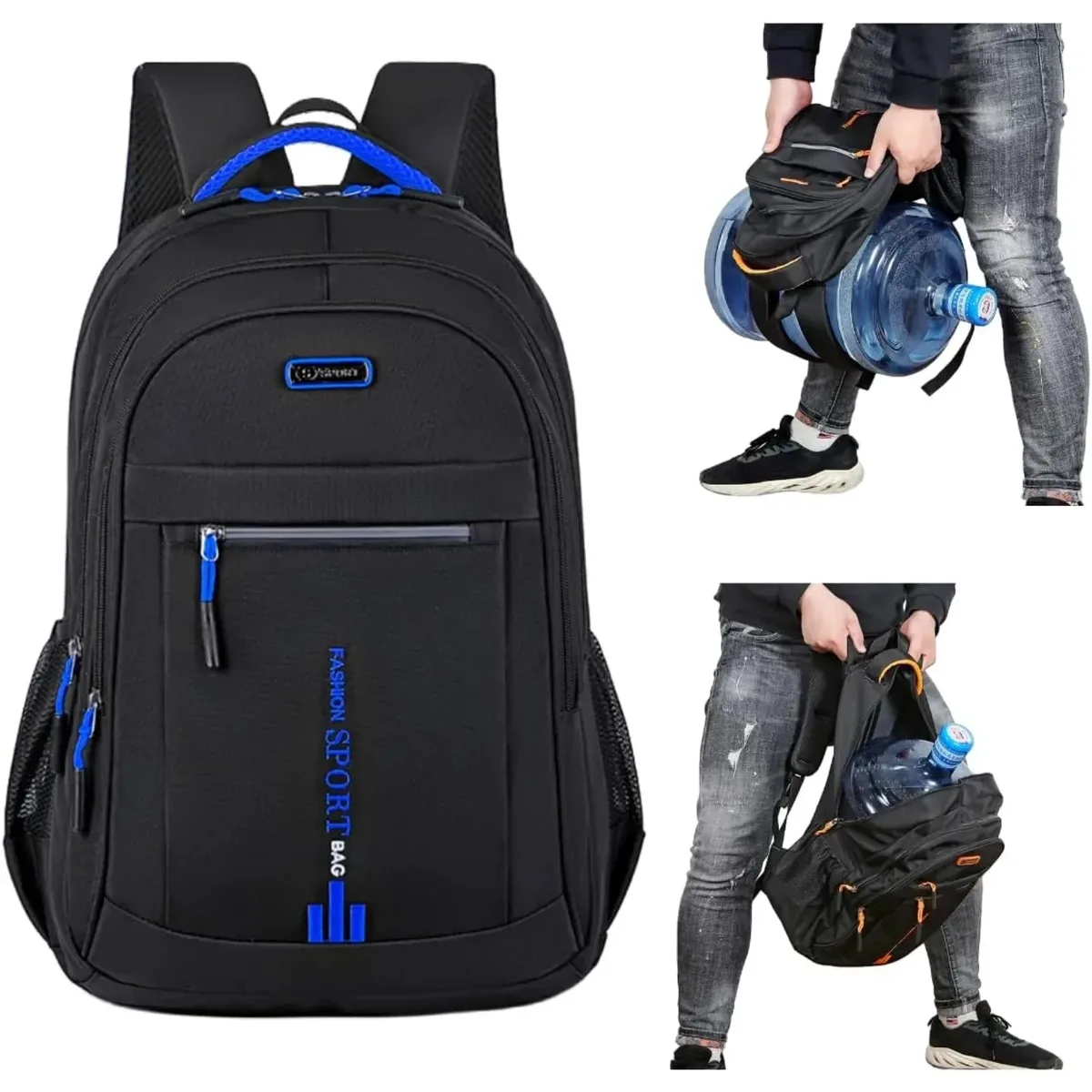 sac à dos pour ordinateur portable de 15,6 pouces avec trois grands compartiments, forte capacité de charge, supporte 45 lb, pour les trajets quotidiens et les voyages