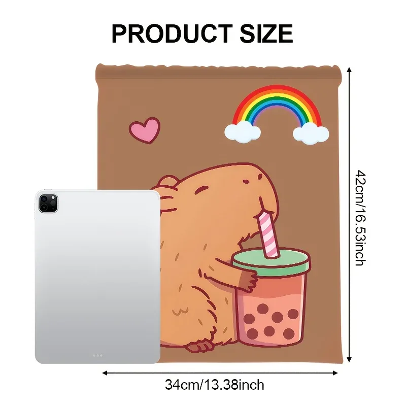 sac à dos à cordon de serrage capybara mignon pour fille, sac à dos décontracté pour les voyages quotidiens, cadeau d'anniversaire, 1 pièce