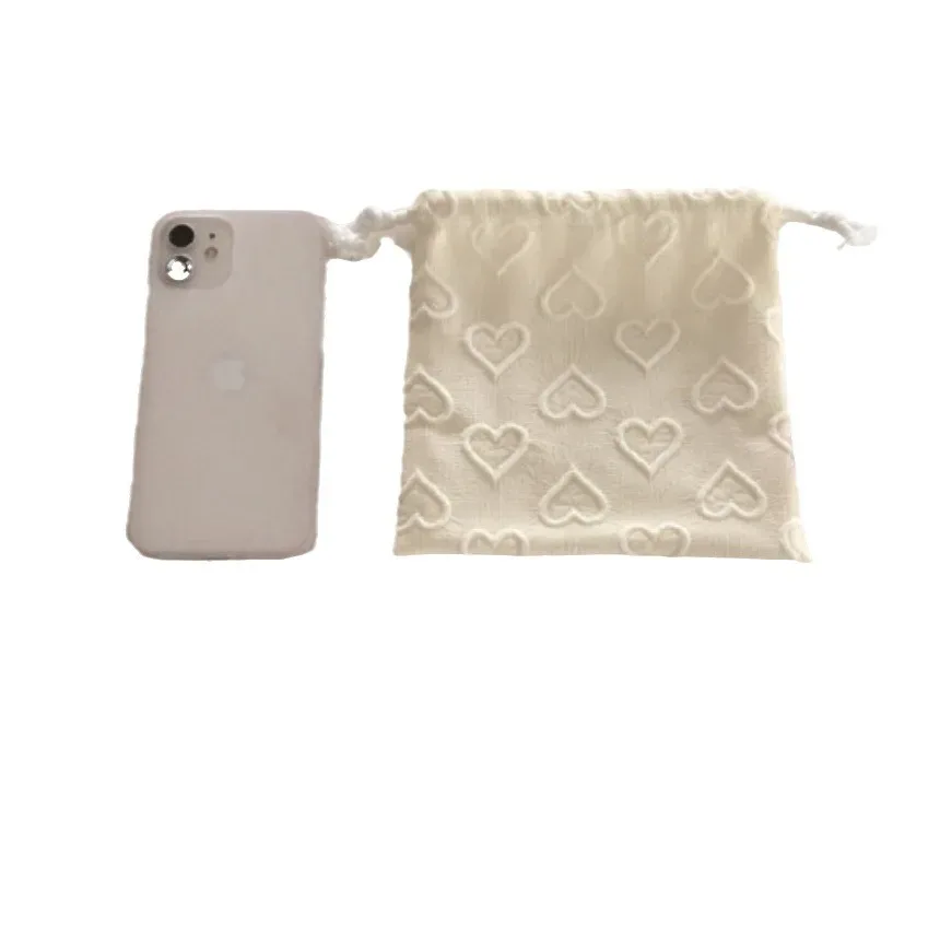 femmes mignon jacquard coeur cordon portable voyage étudiant rouge à lèvres fard à paupières petit coeur cordon bouche sac de rangement drôle