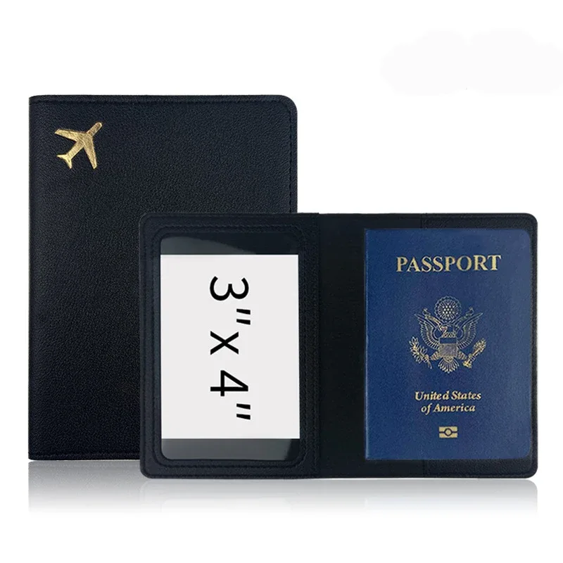 porte-passeport avec initiales personnalisées, couverture d'accessoires de voyage en avion doré, nom personnalisé, cadeau de mariage, logo de l'entreprise, manchon de passeport
