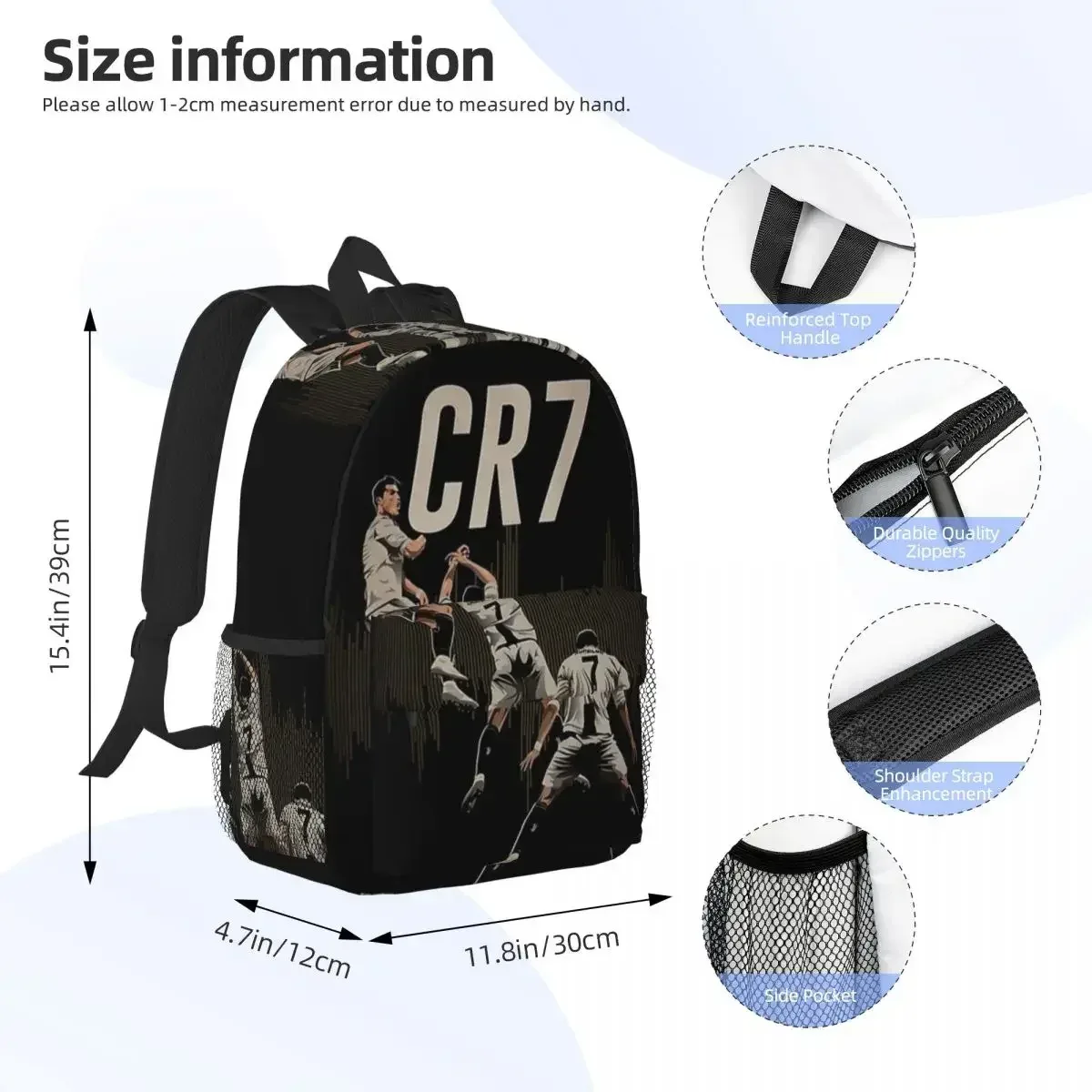 sac à dos cr7 cristiano ronaldo pour enfants, cartable pour adolescent, sacs d'école de dessin animé, sac à dos de voyage, sac initié, grande capacité
