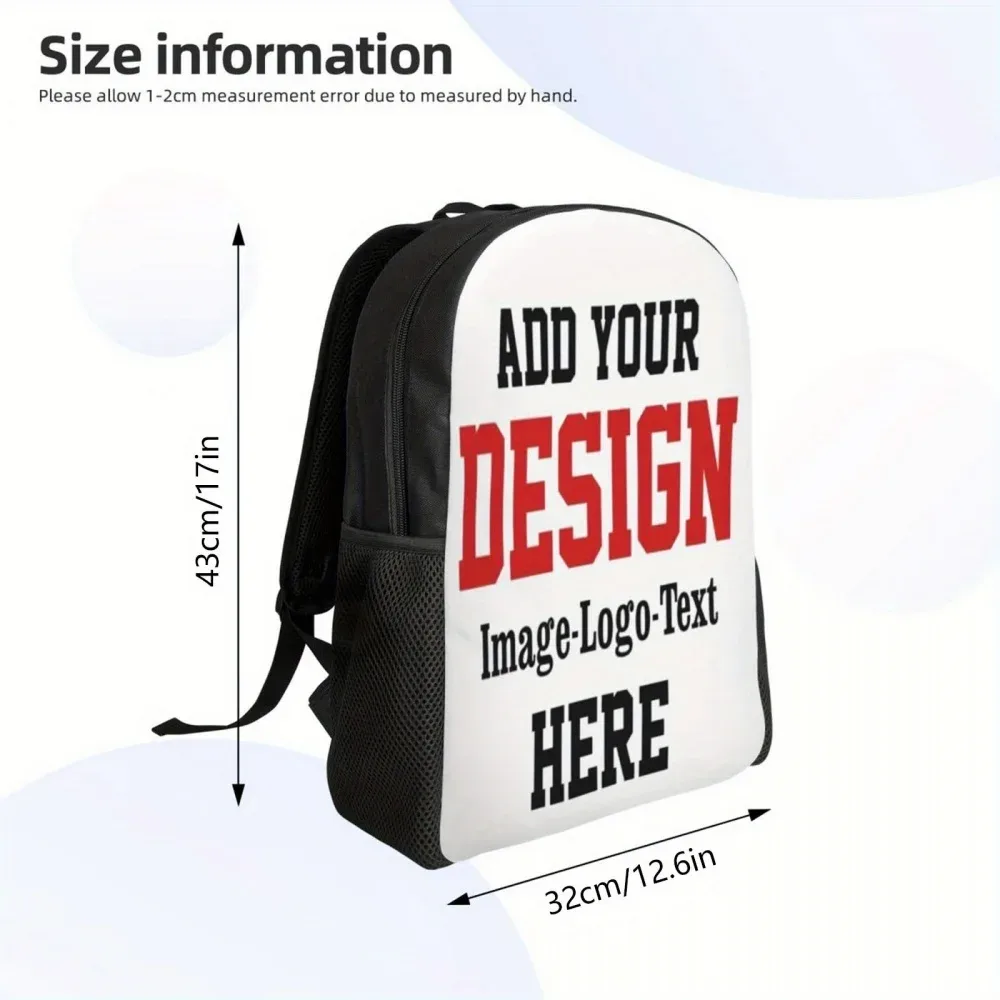 sac à dos personnalisé avec photo et logo - grande capacité, léger, bretelles réglables pour le travail, l'école, les voyages | polyester durable