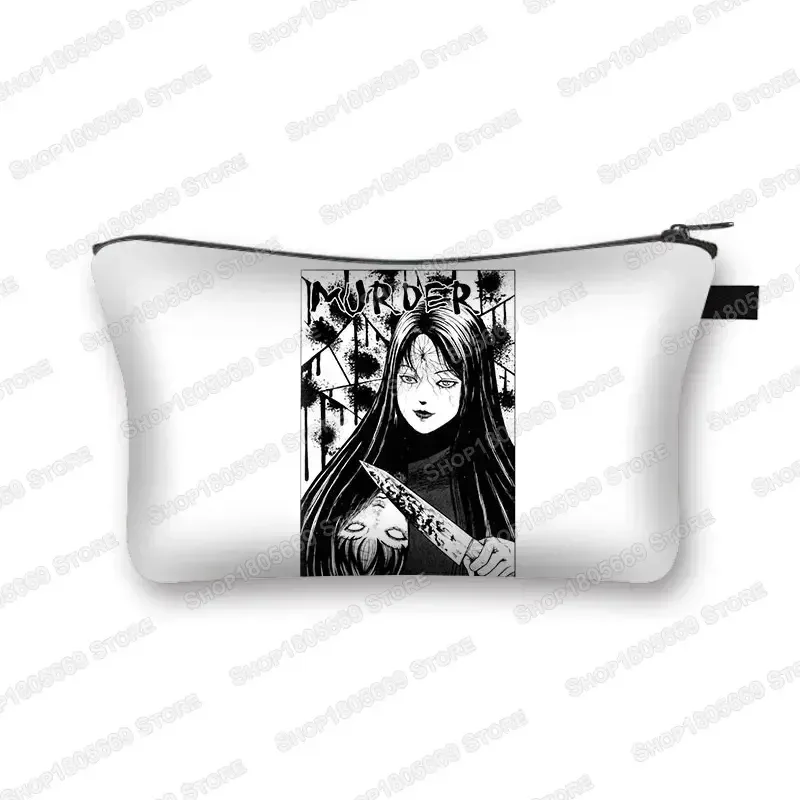 trousse à cosmétiques imprimée manga d'horreur tomie spiralized pour femmes, trousse de maquillage, rouge à lèvres, trousse de toilette, mini sac à main pour filles, trousse à cosmétiques