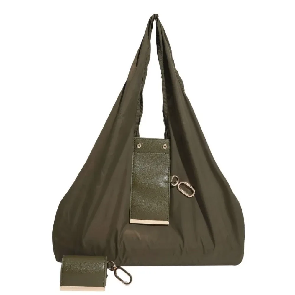 mini sac fourre-tout porte-clés réutilisable, sac de courses pliable léger de grande capacité, sac réutilisable extensible avec porte-clés écologique