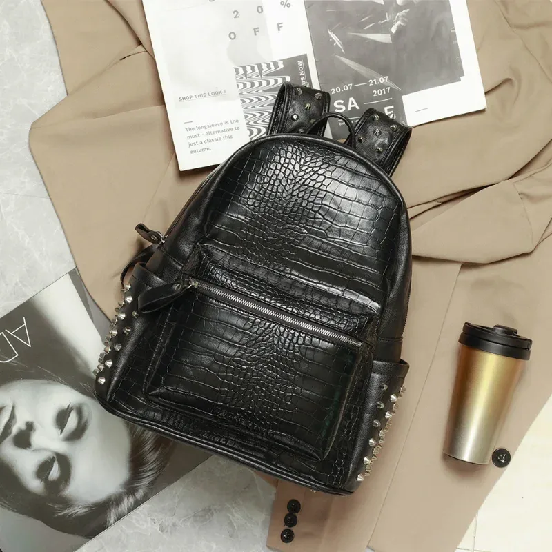 sac à dos de voyage en cuir pu pour hommes, sacs à dos pour ordinateur portable, motif crocodile, marque de créateur, luxe, nouvelle mode