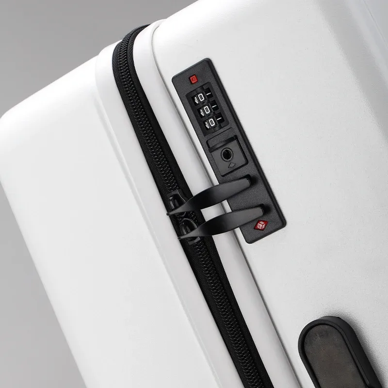 valise abs rigide blanc noir quatre roues poignée fonction téléphone grande capacité voyage famille vacances