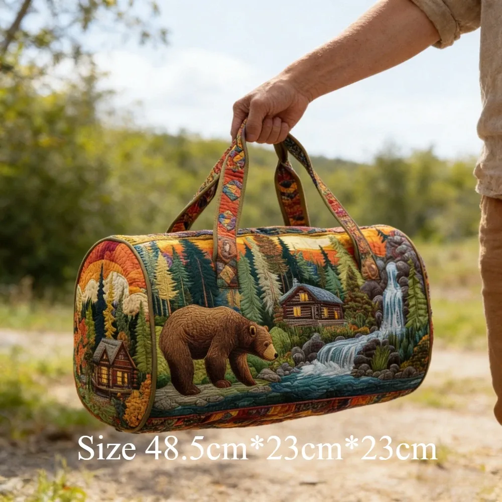 sac de voyage matelassé scenic, sac de voyage artistique, paysage naturel, forêt, ours, désert, sacs de week-end pour hommes et femmes, camping, voyage en voiture