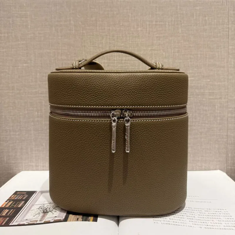 sac de maquillage multifonctionnel en cuir de vachette de première qualité, sac messager à bandoulière, version haut de gamme, sac de voyage, cuir véritable, à porter à la main.