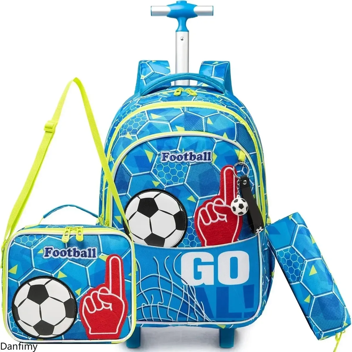 sac dos polyester toile dessin animé rectangulaire roue poignée supérieure compartiment principal double fermeture éclair sac lunch assorti usage écolier élève primaire