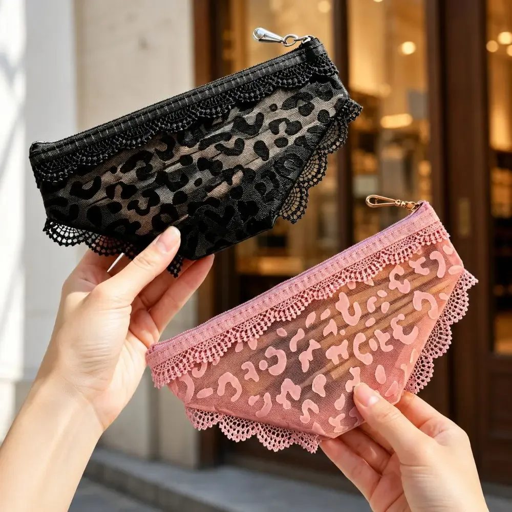 pochette de maquillage transparente en dentelle en forme de bikini y2k, sac de rangement pour cosmétiques en maille, trousse de toilette de voyage