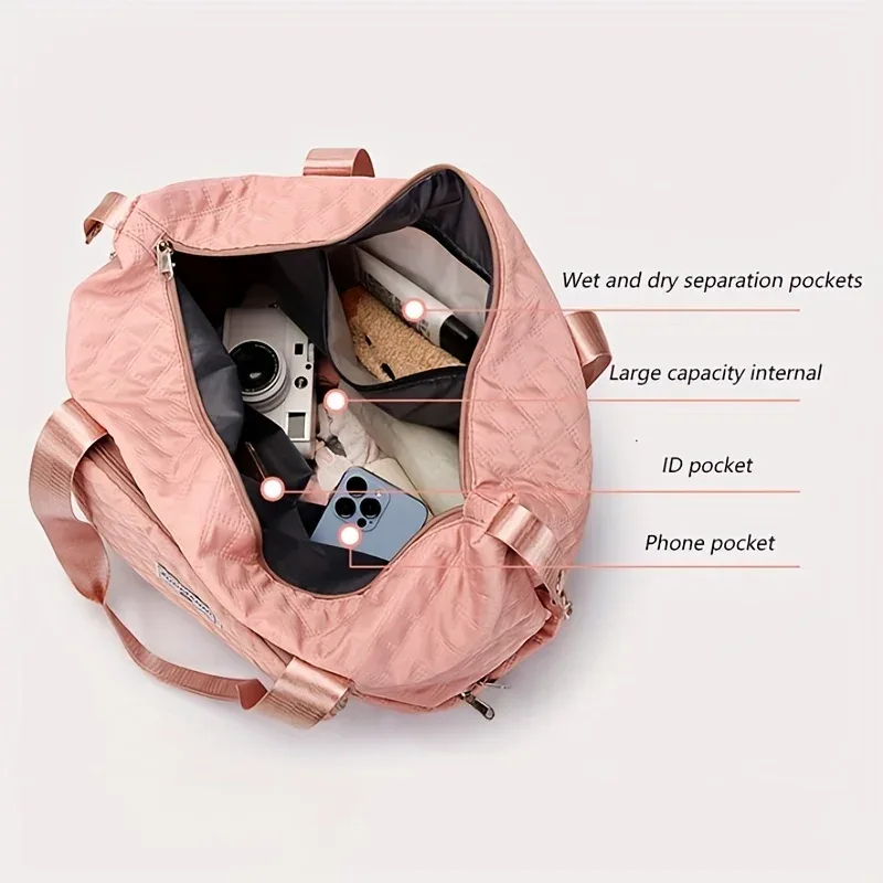 sac de voyage de grande capacité pour femmes, léger, motif argyle, sac de nuit pour week-end, sac de rangement épais pour salle de sport
