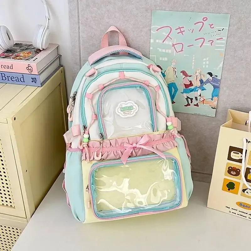 nouveaux sacs à dos y2k style dessin animé, grande capacité, transparents, pour filles, sacs à dos de présentation diy, sacs de voyage et d'école tendance pour l'extérieur