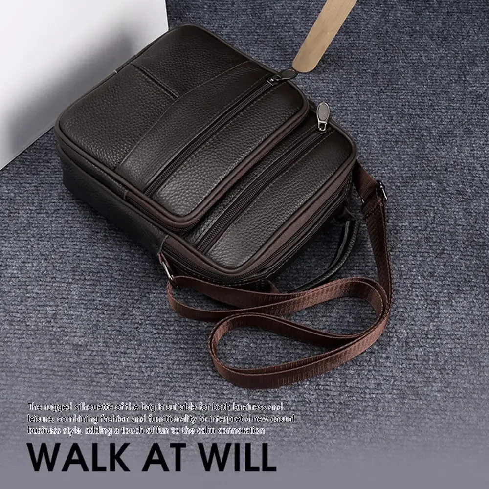 sac à main en cuir naturel pour homme, petite taille, compartiment pour tablette, sac à bandoulière en cuir véritable, style messager