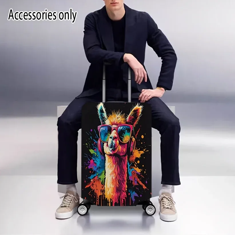 housse de bagage colorée à imprimé alpaga, accessoire de voyage anti-poussière et extensible, convient aux valises de 18 à 32 pouces