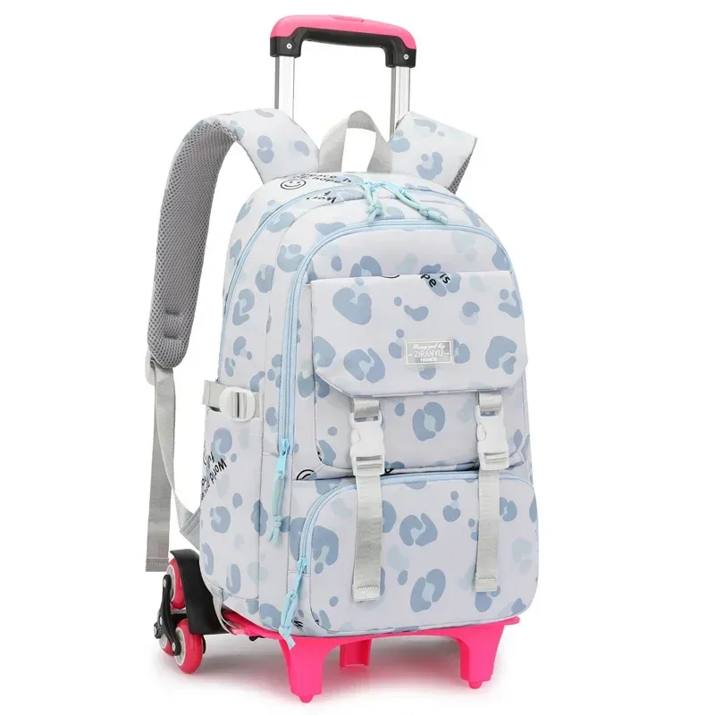 sacs d'école roulants pour filles sac à dos enfants sacs à dos d'école imperméables avec roues collège chariot bagages sac à dos