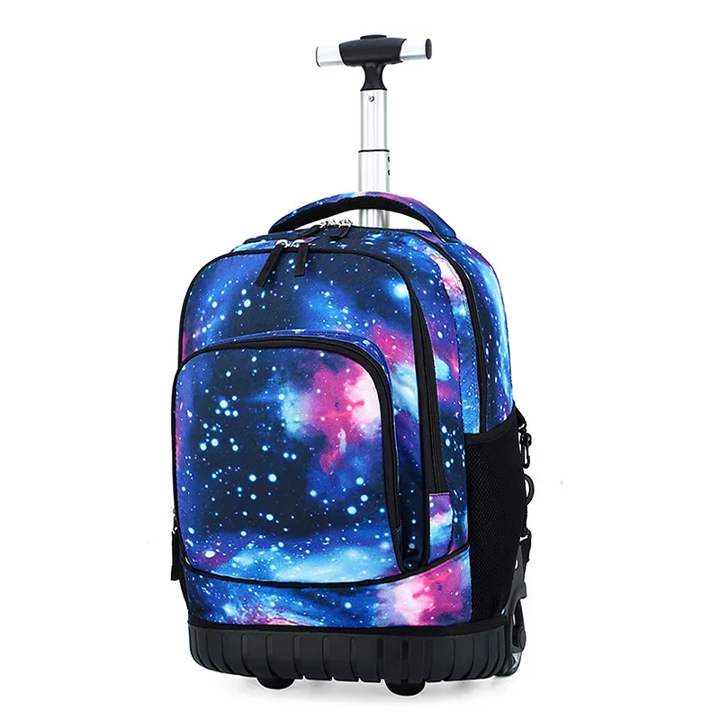 sac dos oxford cloth motifs animaux rose violet bleu format rectangulaire roulettes fixes usage école voyage