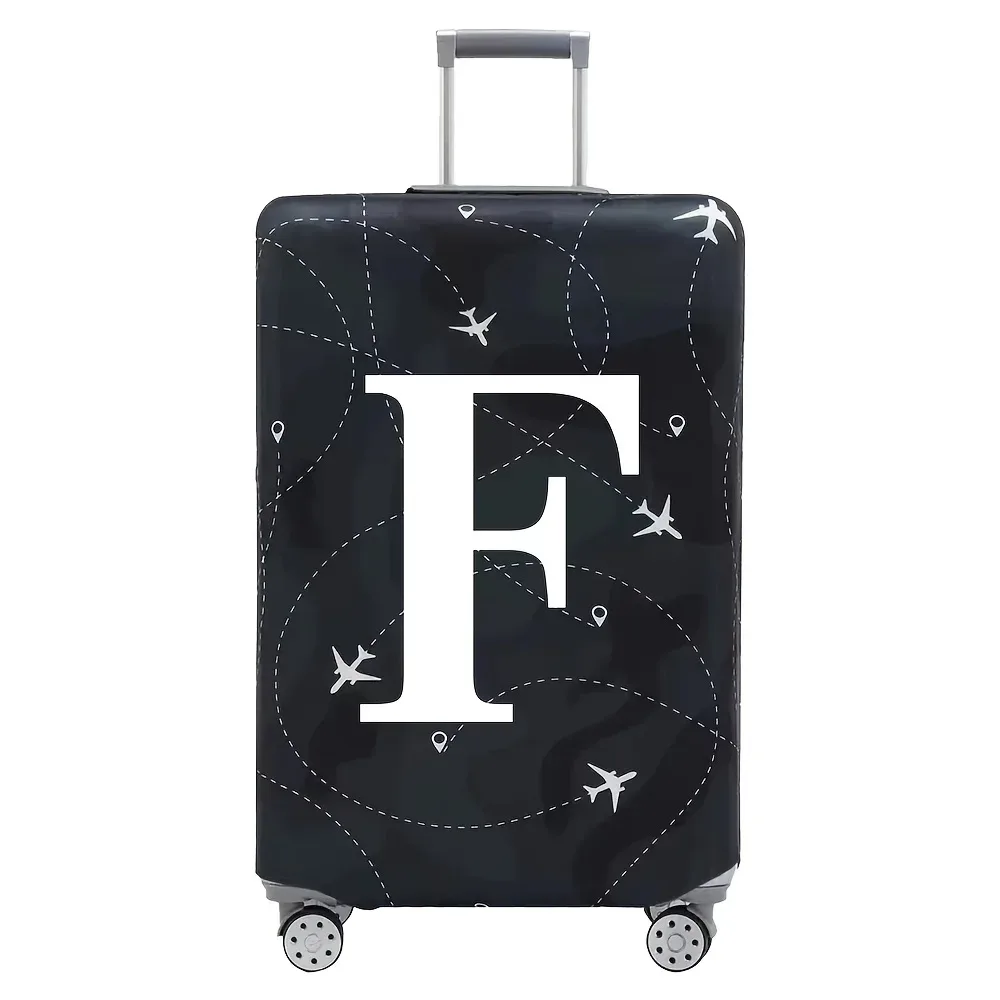 housse valise polyester motif trajectoires avions lettres noire blanc voyage protection valise taille variable