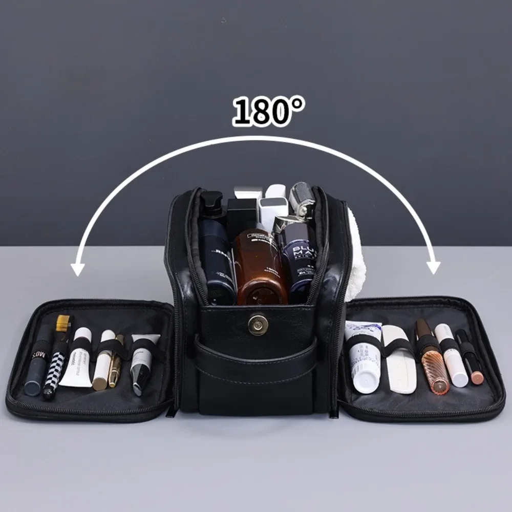 trousse de toilette multi-poches en pu pour femmes et hommes, sacs de maquillage essentiels de voyage, sac suspendu étanche, sac organisateur de lavage de cosmétiques