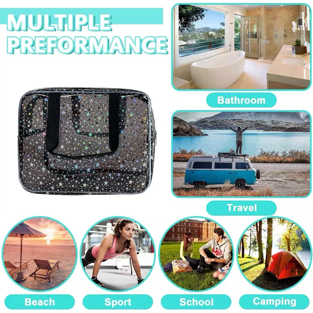nouveauté sac cosmétique pour femmes portable voyage trousse de toilette durable pvc matériel fermeture éclair grand organisateur de maquillage clair