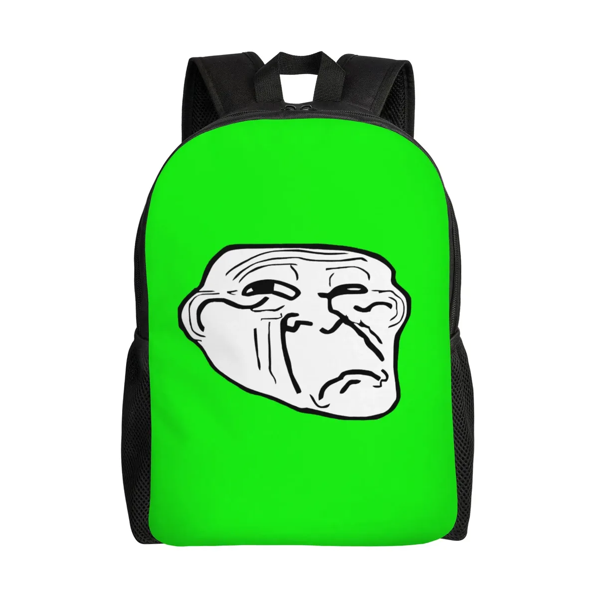 sac à dos personnalisé trollface amusant pour ordinateur portable, sac à dos basique pour femmes et hommes, sac à dos pour l'école, le collège, l'université, sac de dessin animé