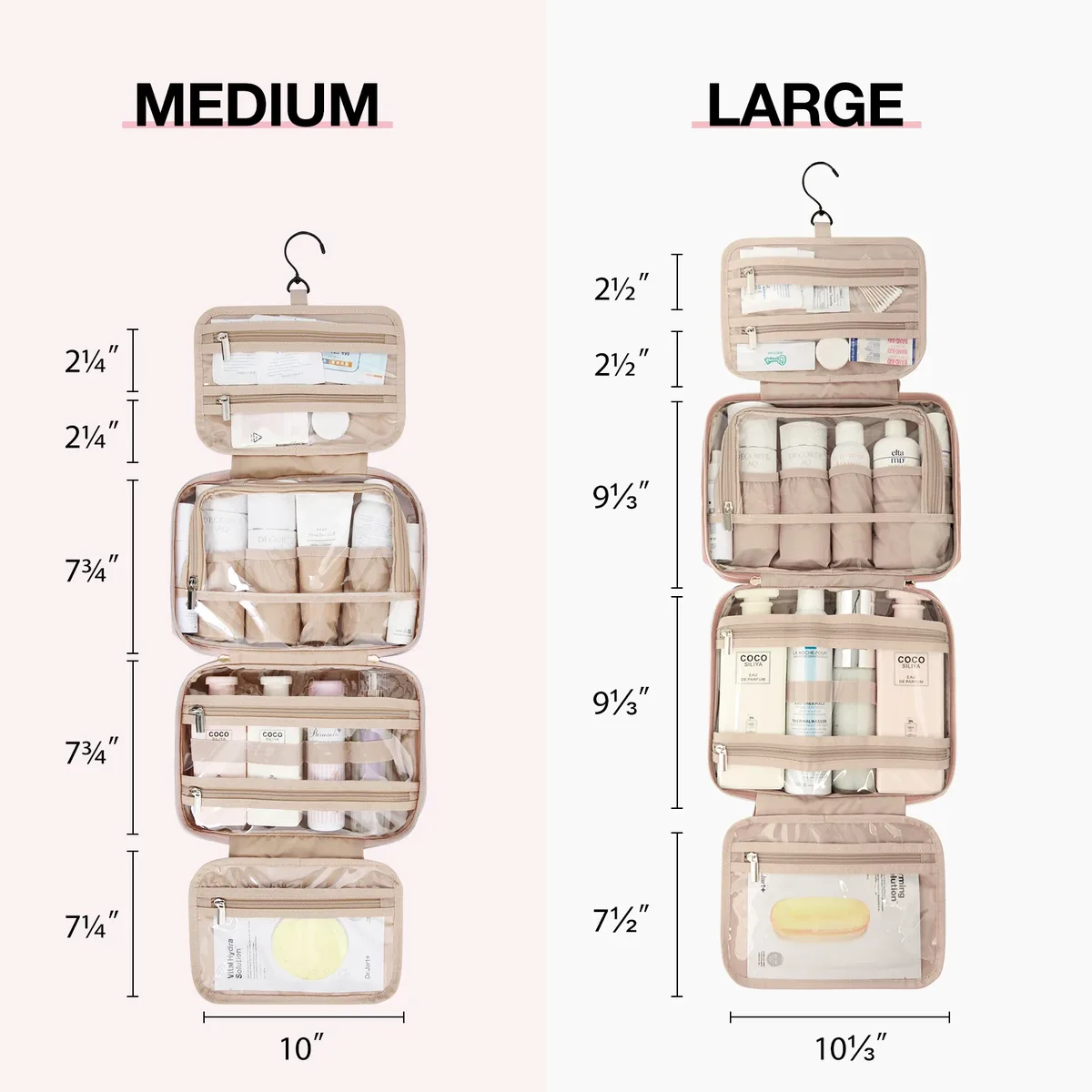 trousse toilette pvc noire accent doré compartiments organisation maquillage voyage boîte format rectangle motif géométrique relief frontal