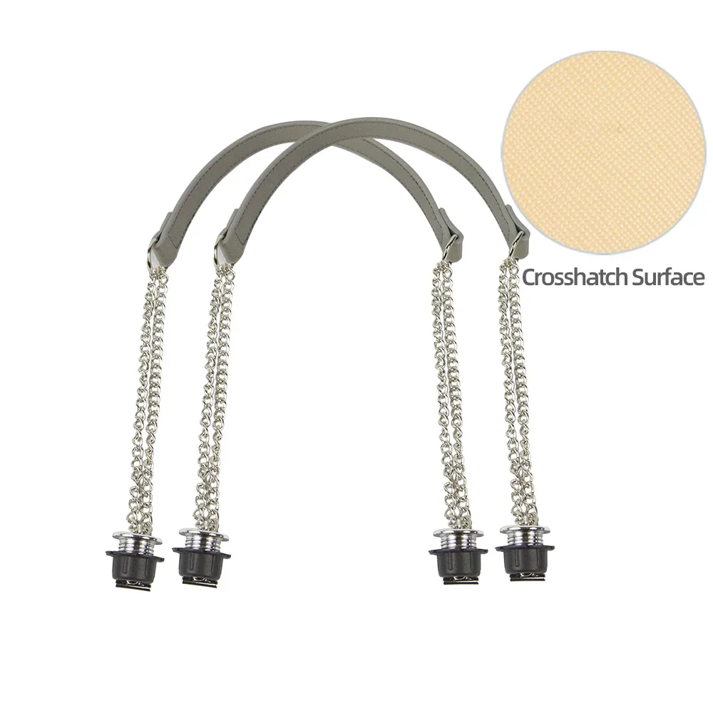 nouvelle paire de chaînes doubles longues argentées obag avec vis à placage métallique pour poignée obag, sac à main pour femme, sac à bandoulière