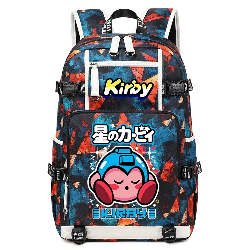 sac à dos d'étudiant imprimé dessin animé kirby, sac d'école de voyage de grande capacité pour enfants et adolescents