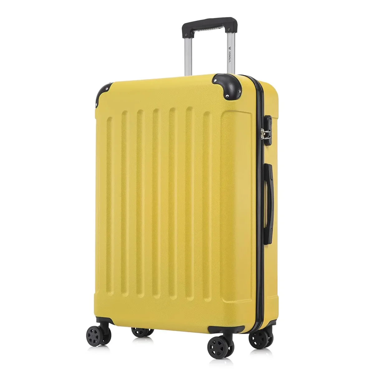 valise yonsly 16/20/24/28 pouces 4 roues 360° ° valise à roulettes robuste avec double fermeture éclair, serrure à combinaison, sac en filet, double fermeture éclair, poignée en caoutchouc souple, bagage à main
