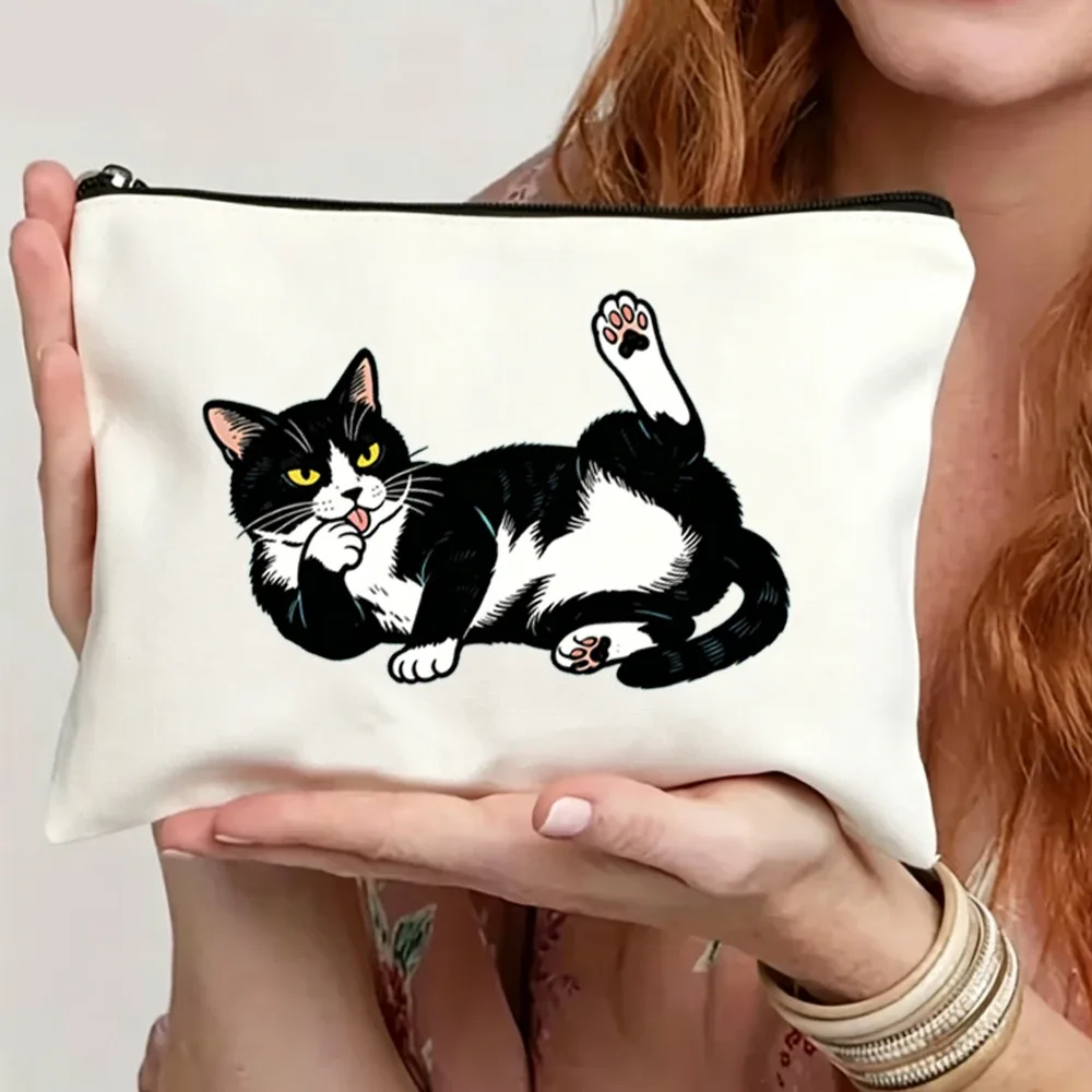 trousse de maquillage à motif chat mignon, trousse de toilette de voyage, sac de rangement multifonctionnel, rangement modulable diy, cadeau pour organiser le maquillage et les articles de toilette, motif patte de chat ludique, idéal pour organiser les pinceaux de maquillage, les rouges à lèvres, les produits de soin et les articles de toilette, un incontournable pour les voyages quotidiens.