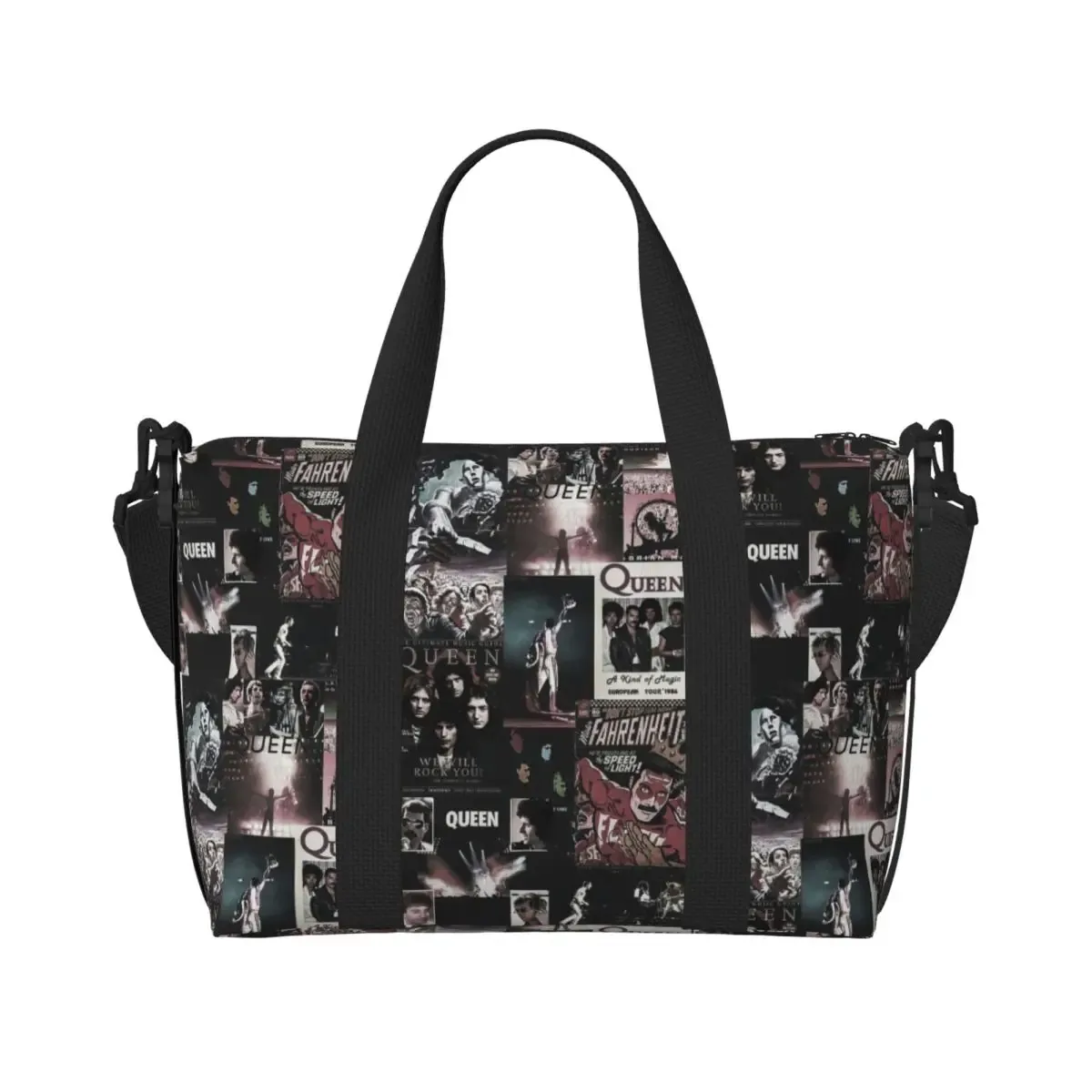 sac fourre-tout personnalisé freddie mercury queen band pour femmes, sac de voyage à bandoulière de plage de grande capacité