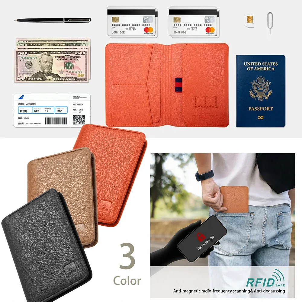 portefeuille passeport wiwu master, étui en cuir pu anti-rfid, pochette de rangement, sac de transport, pochette de transport, doux pour la peau