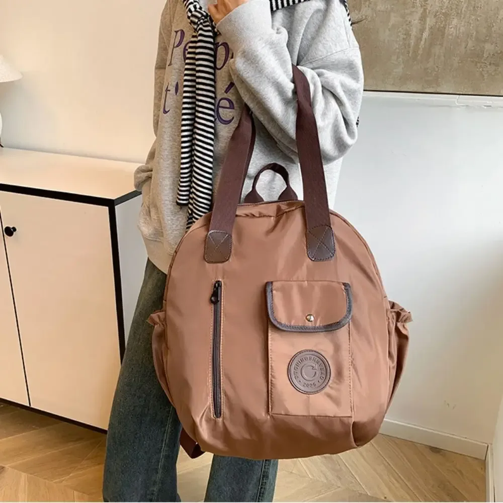 sac à dos de natation en nylon de style coréen mignon, grande capacité, couleur unie, forme ronde, sac à bandoulière, sac fourre-tout, sac de sport en nylon, sac de voyage