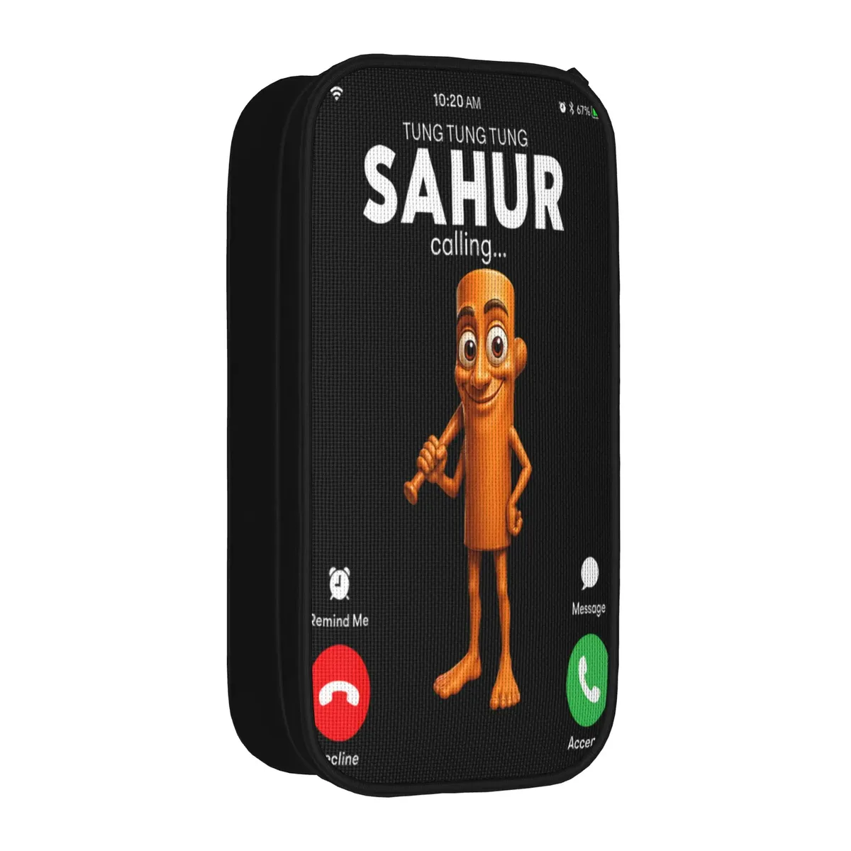 tung sahur cosplay funny calling meme wooden man brainrot trousse à crayons en toile pour garçons et filles, tendance, pour l'école