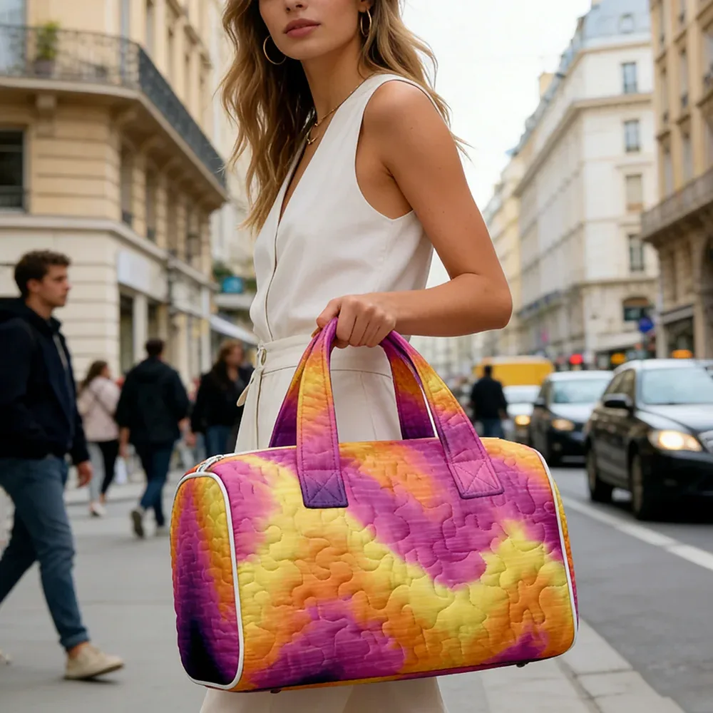sac fourre-tout matelassé tendance pour femme, imprimé tie-dye aquarelle, sac à bandoulière bohème chic pour la plage, les voyages, la gym, le camping, bagage à main