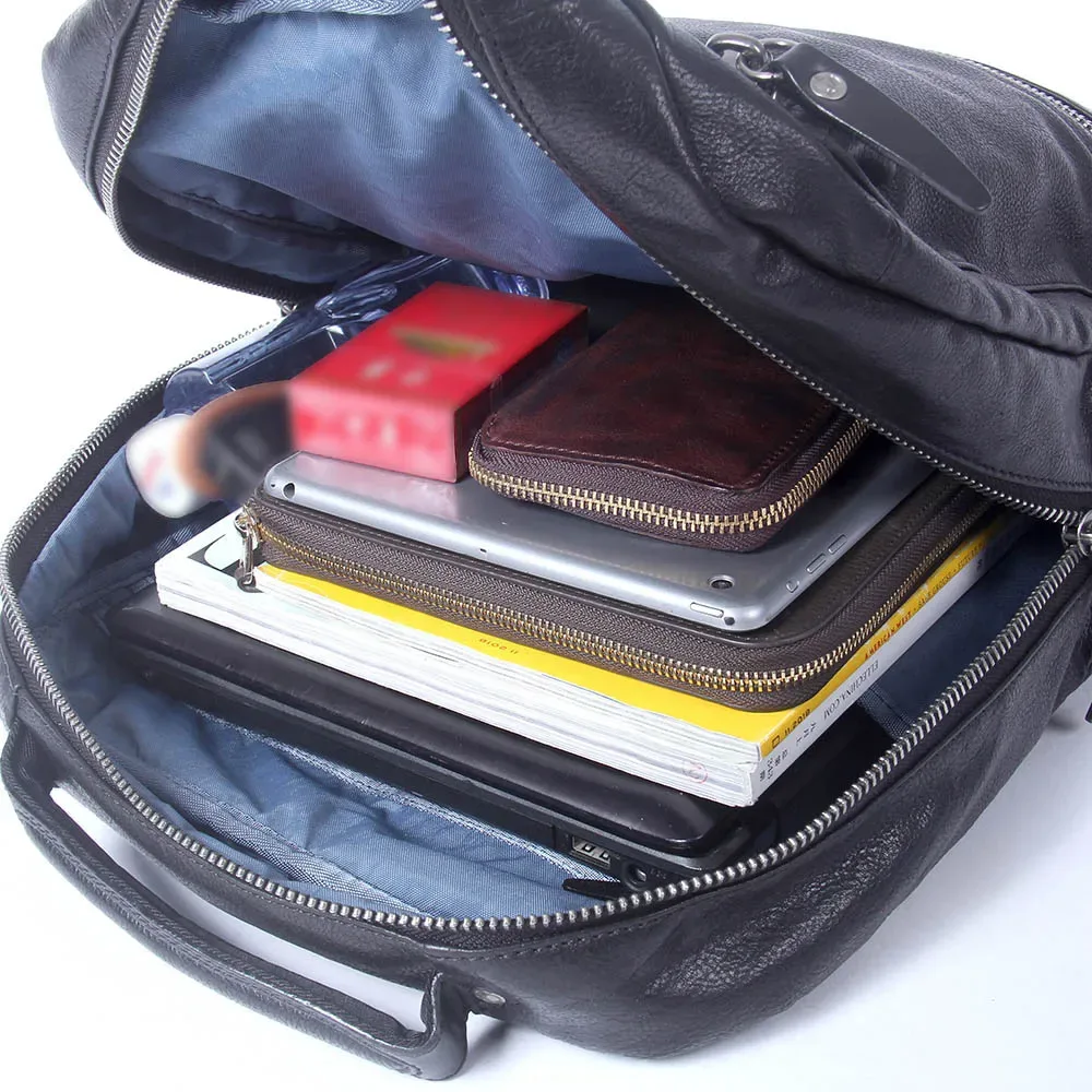 s.worker sac à dos décontracté en cuir de vache véritable pour hommes, sac à dos pour ordinateur portable, sacs de voyage de grande capacité, sacs d'école