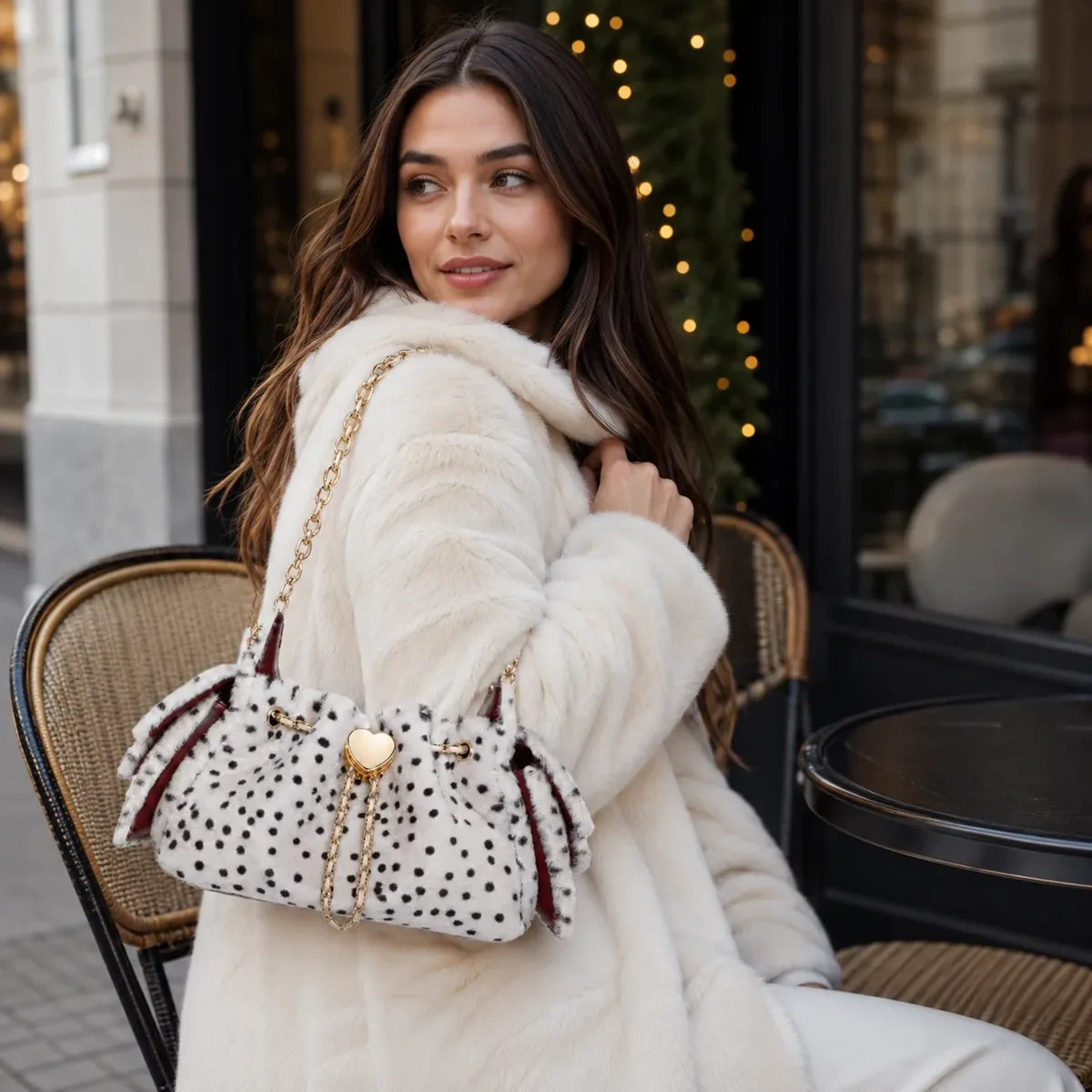 Sac seau léopard en fausse fourrure avec chaîne et cordon de serrage, sac à bandoulière pour femme, sac à main en peluche, sac fourre-tout automne-hiver