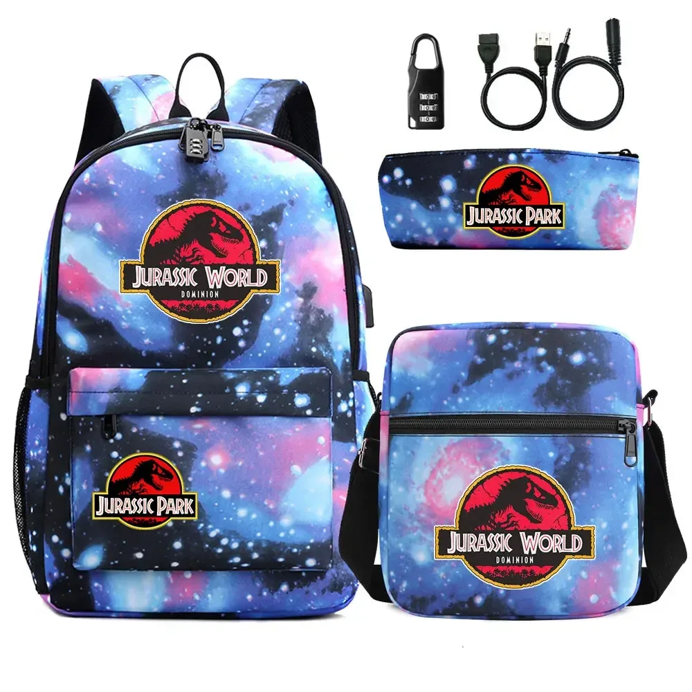 sac dos tissu oxford unisexe noir logo jurassic world bandoulière arquée compartiment intérieur style dessin animé usage voyage