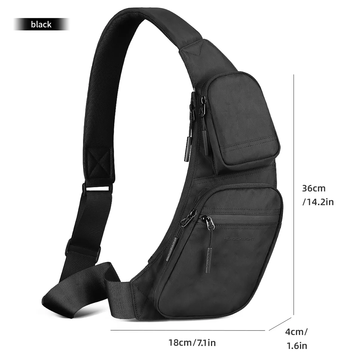 heroic knight – sac à bandoulière durable pour hommes, sac à bandoulière léger en tissu x-pac, sac à bandoulière de poitrine de voyage étanche, sac de taille décontracté