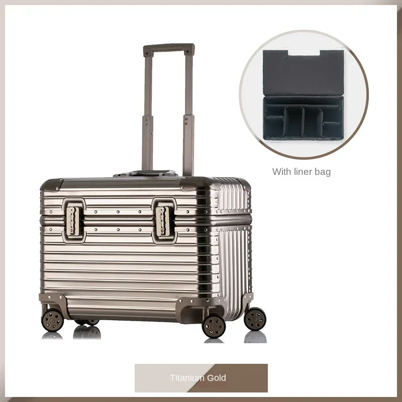 valise cabine de voyage petite bagage en métal 100% aluminium valises à roulettes de voyage boîte pour appareil photo boîtier de chariot 18/20/22 pouces