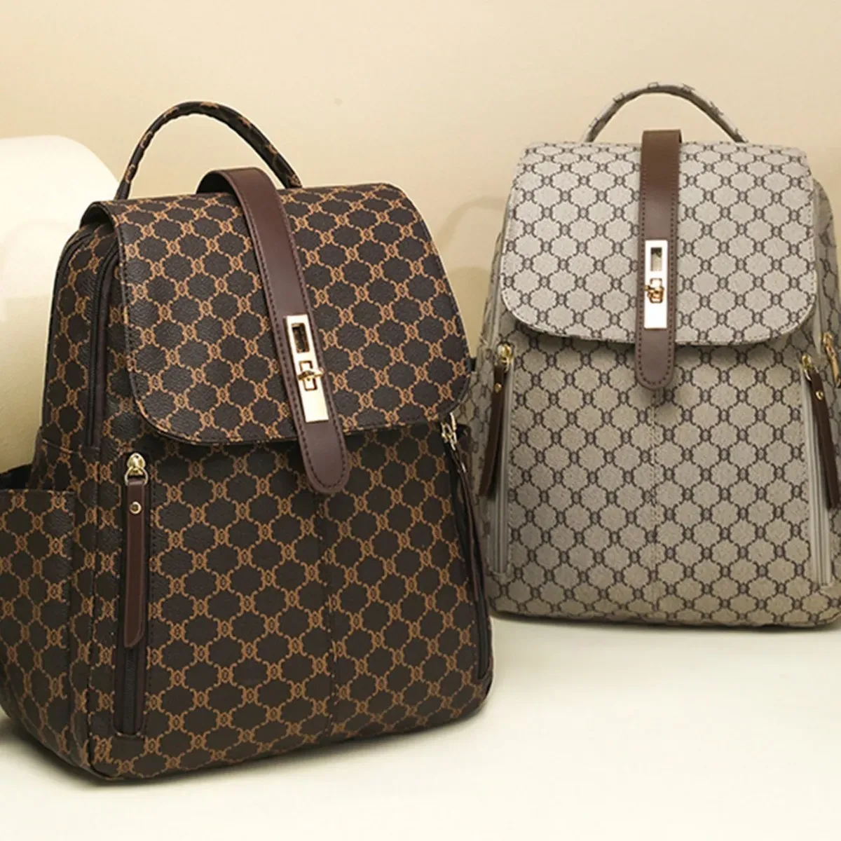 sac à dos de voyage décontracté grande capacité à motif floral pour femme, nouveau style 2026, sac de travail quotidien pour trajets urbains, minimaliste en pu