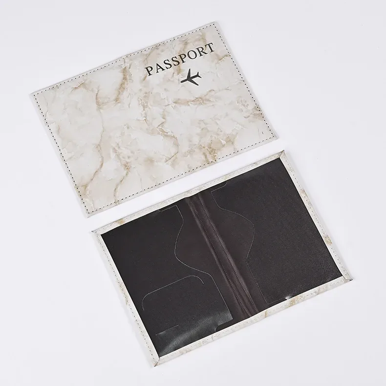 couverture de passeport à motif de marbre couleur macaron, porte-documents ultra-fin, porte-passeport de voyage, couverture de carte d'identité, accessoires de voyage