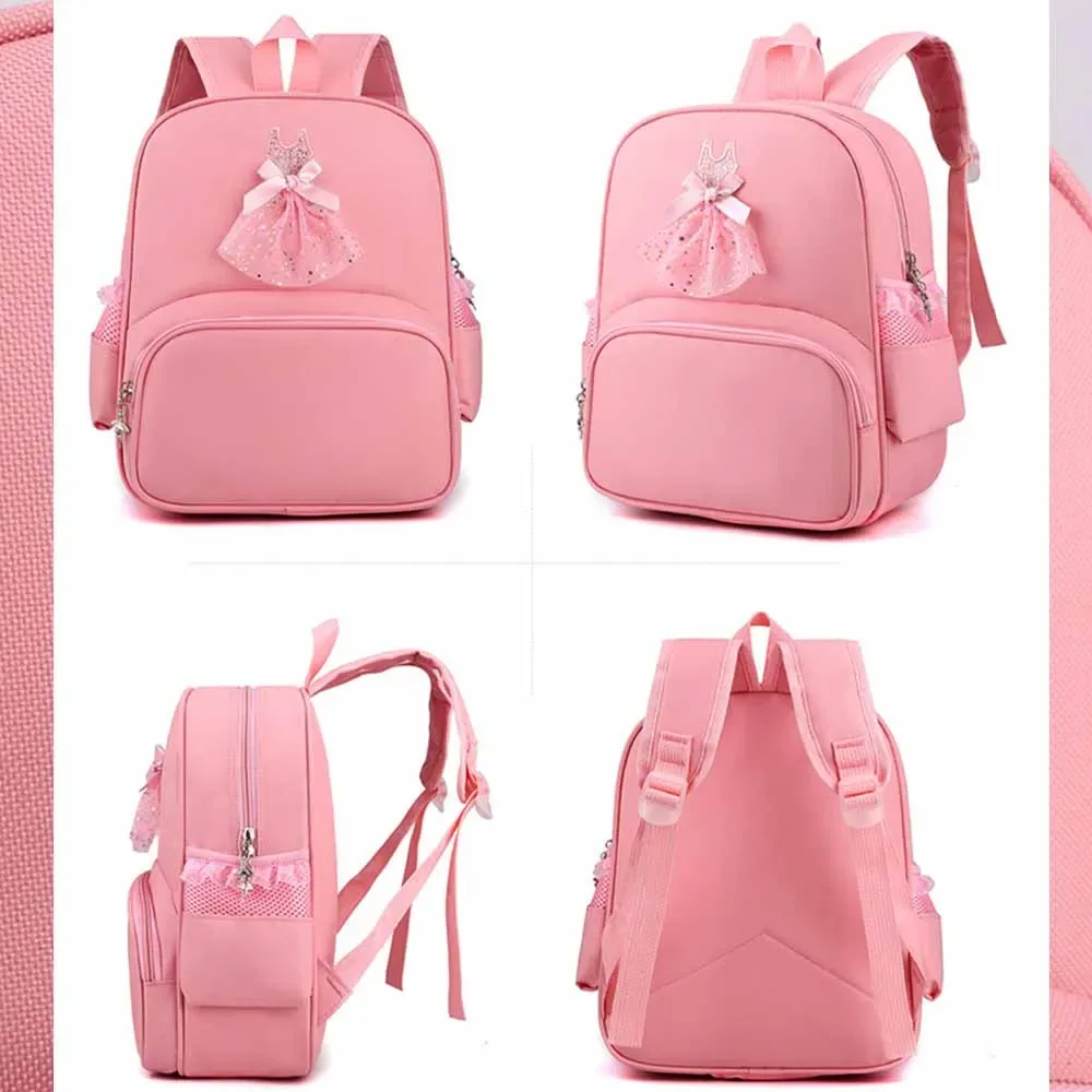 sac à dos de danse personnalisé style robe de princesse, sac à dos léger brodé en dentelle rose, sac de danse pour enfants de maternelle avec nom