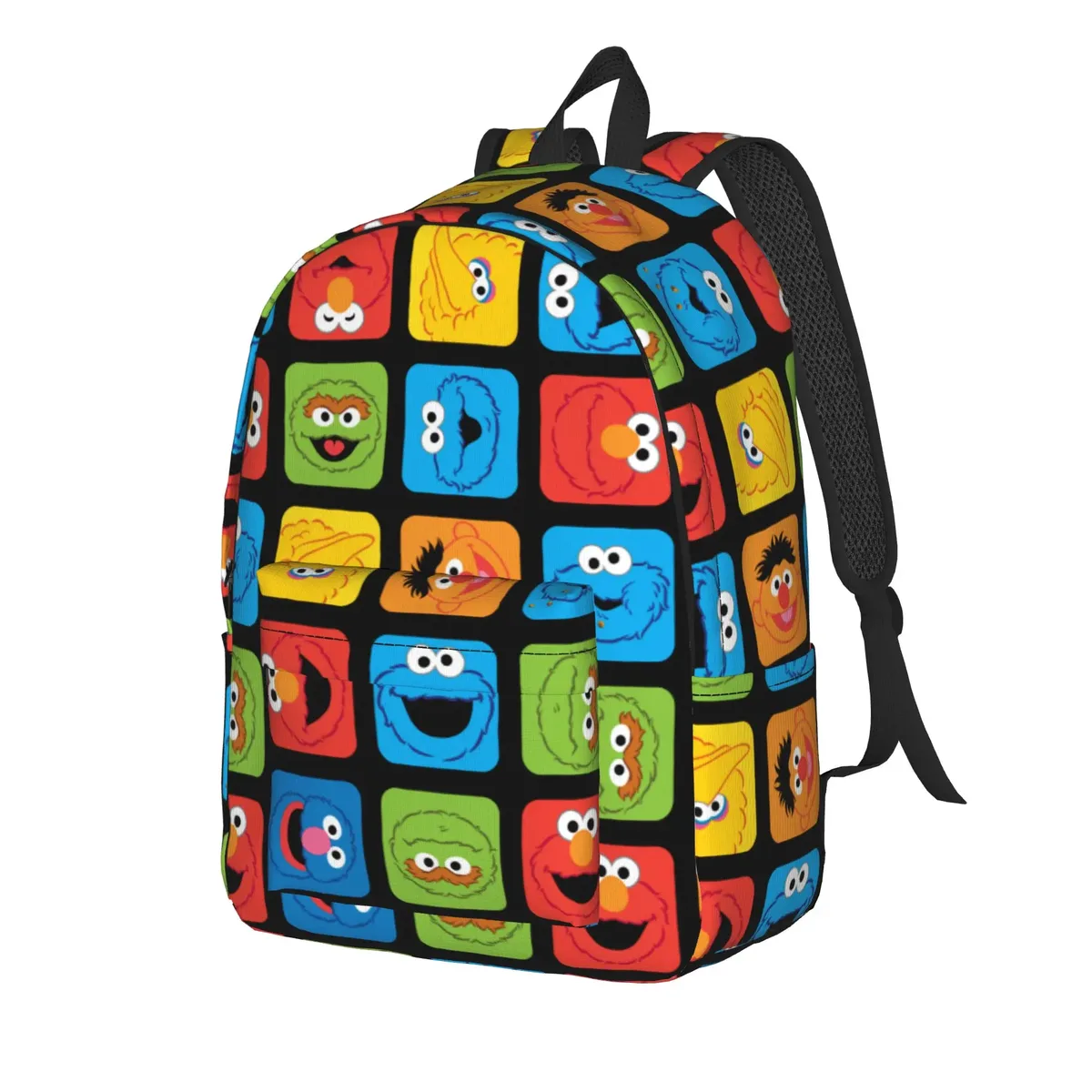 sac à dos décontracté sesames streets, durable, pour le lycée, la randonnée, les voyages, motif de faces cubiques, sac à dos de jour pour hommes et femmes, sacs en toile pour l'université