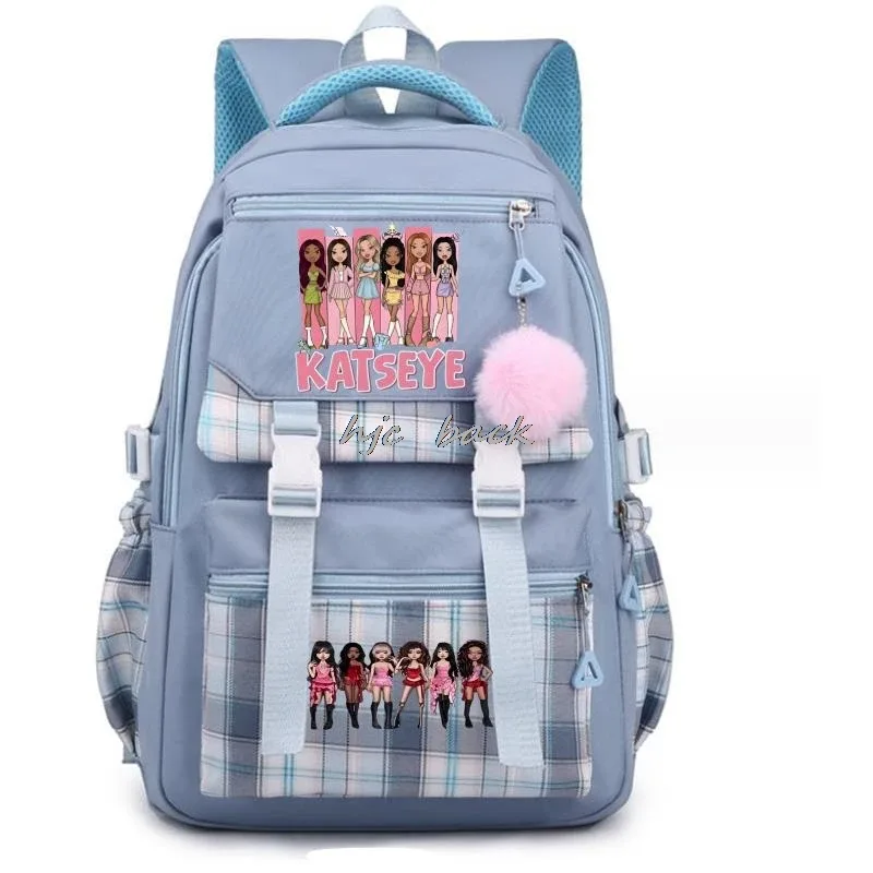 katseye chaud drôle impression sacs d'école adolescentes grande capacité en plein air voyage sac à dos multi-fonction dessin animé étudiants sac à dos