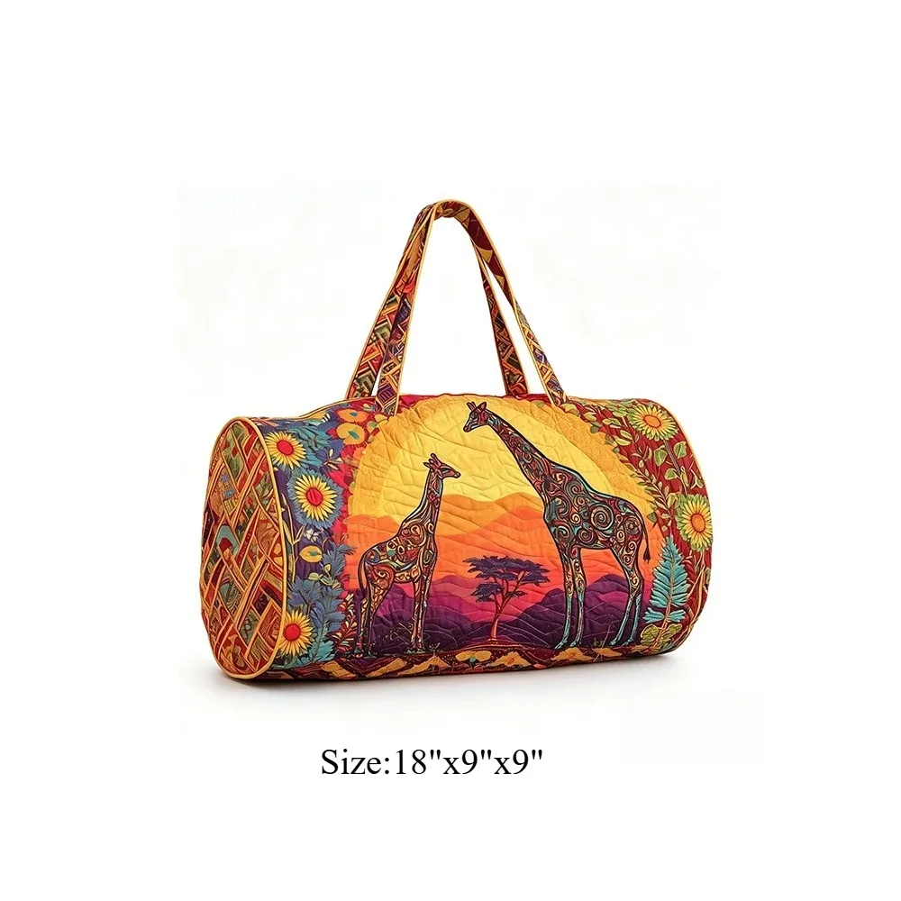 sac de voyage matelassé, sac de week-end, imprimé girafe 3d, bagage à motif animal africain, sac à main pour les vacances, la plage, le camping