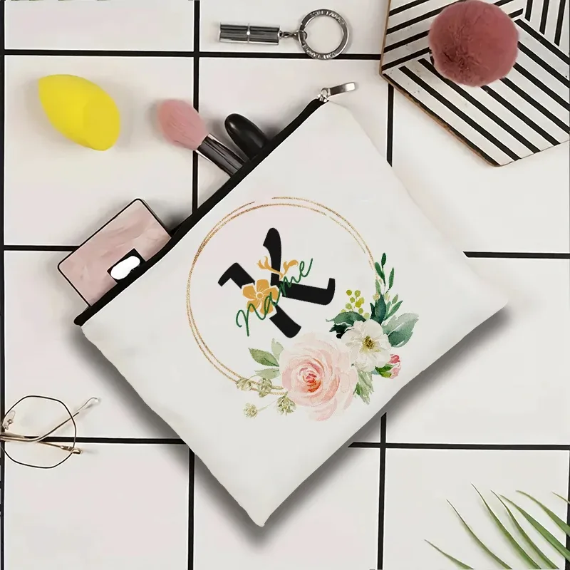 pochette à cosmétiques personnalisable avec nom, pochette à cosmétiques pour fête, pochette à cosmétiques de voyage, sac de maquillage pour mariage, organisateur avec doublure intérieure en toile pour femme