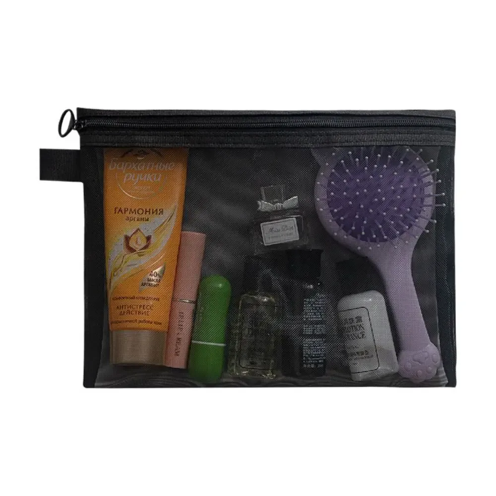 sac à cosmétiques en maille de grande capacité, sac carré à fermeture éclair, trousse de maquillage, étuis à crayons, pochette de lavage, étuis à cosmétiques pour dames
